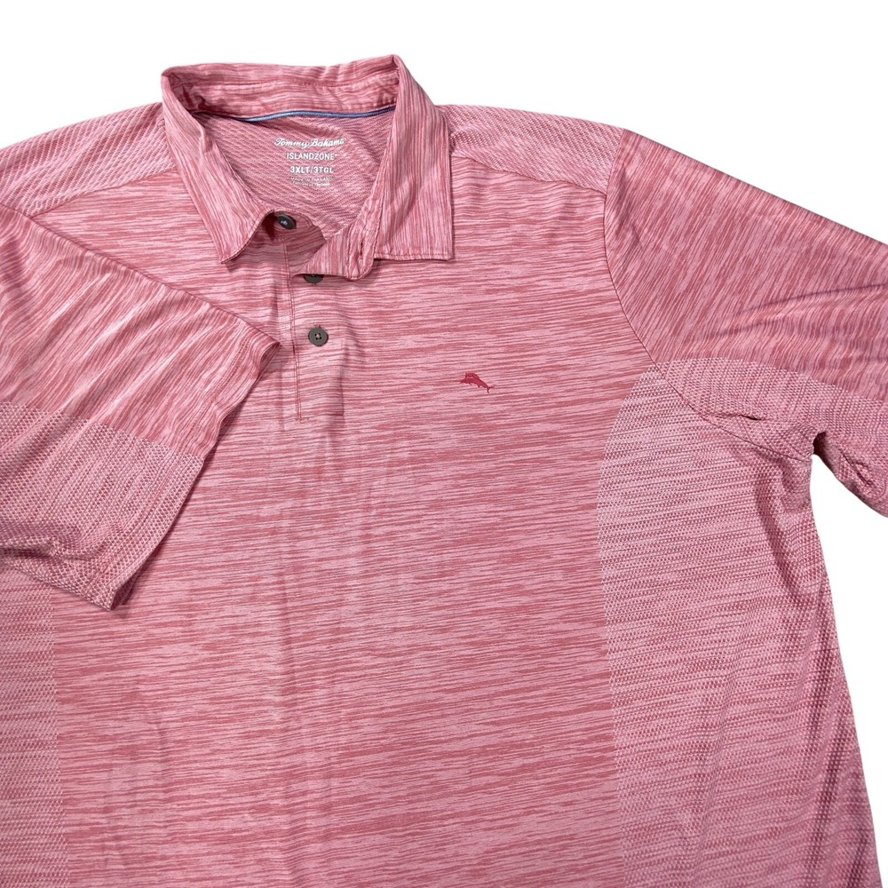 Tommy Bahama Island Zone Polo Shirt Mens 3XLT Pink Performance Short Sleeve Golf